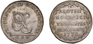 ALVISE IV MOCENIGO, doge CXVIII (1763-1778) &ndash; Osella, anno XVI, 1778.