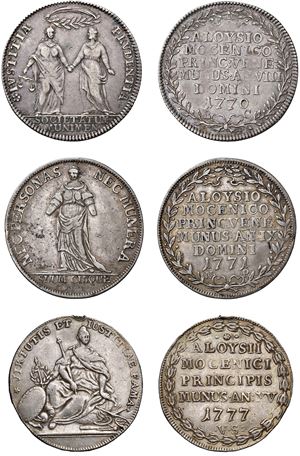 ALVISE IV MOCENIGO, doge CXVIII (1763-1778) &ndash; Lotto di 3 oselle, (anno VIII, IX, XV).