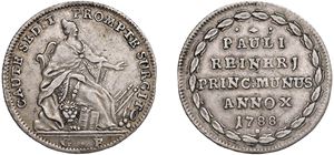 PAOLO RENIER, Doge CXIX (1779-1789) &ndash; Osella, anno X, 1788.