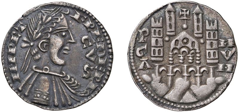 a nome di Federico II di Svevia (1236 - inizio XIV sec.) - Grosso da 6 denari, s.d., Bergamo.