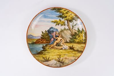Manifattura Ginori, Piatto decorato con La creazione dell'uomo, diametro cm 29,5