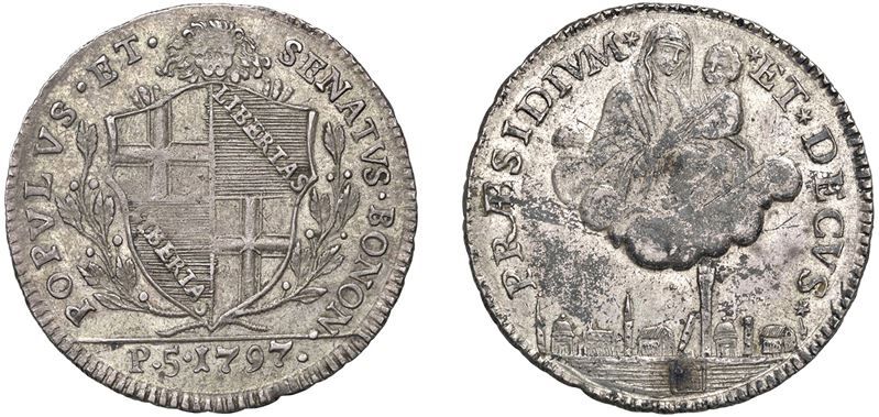Mezzo scudo da 5 Paoli, 1797, II tipo, Bologna.