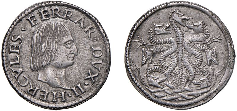 ERCOLE I D'ESTE (1471 - 1505) - Testone, s.d., Ferrara.