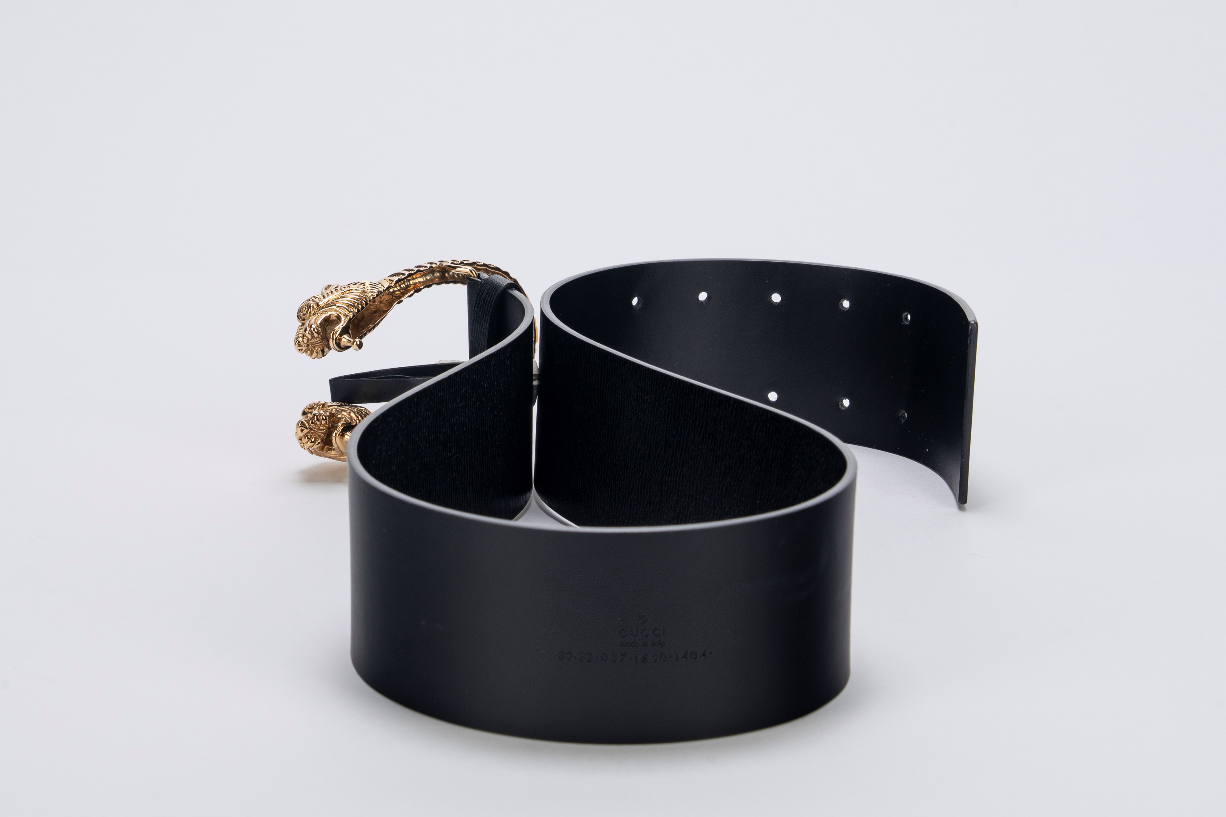 Gucci - Cintura Dionysus, pelle nera con fibbia in metallo dorato