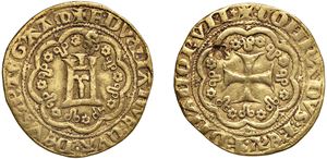Dogi a vita e dominazioni straniere (1339 - 1528) &ndash; SIMONE BOCCANEGRA, Primo Doge (1339 - 1344) - Genovino, s.d., III tipo, Genova.