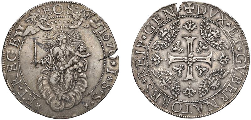 DOGI BIENNALI, Serie della III fase (1637-1797) – Scudo largo 1670, sigle ISS, Genova.