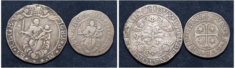 DOGI BIENNALI, Serie della III fase (1637-1797) – Lotto di due monete, scudo largo 1682 (SM) e me...