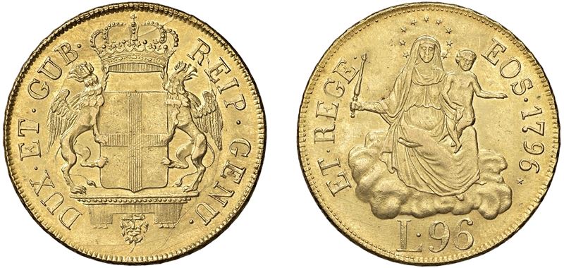 DOGI BIENNALI, Serie della III fase (1637-1797) - 96 lire 1796, stella, Genova.