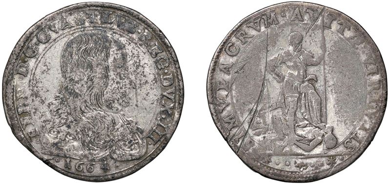FERRANTE III GONZAGA (1632-1678) – Mezzo scudo, 1664, Guastalla.