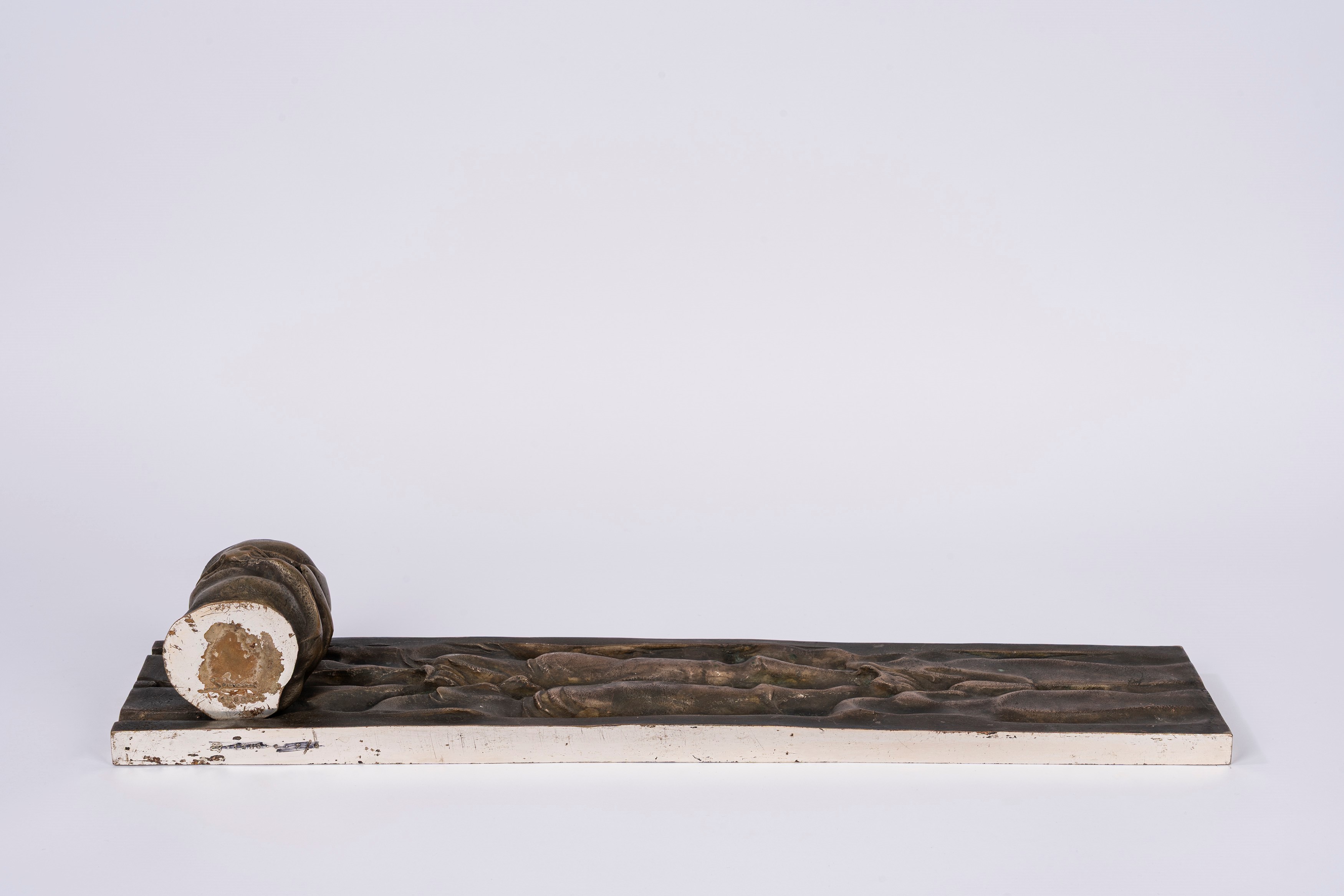 Francesco Somaini - Piccolissima traccia antropomorfica e matrice di Lucca, bronzo patinato con l...