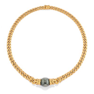 Collana girocollo in oro giallo 18k con boule in ematite