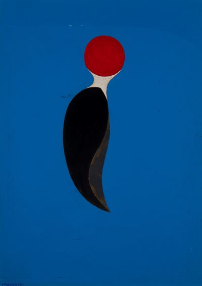Nello spazio in ascesa, olio su cartone (1970)