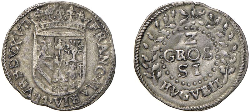 FRANCESCO MARIA II DELLA ROVERE (1574-1624) - Due Grossi, s.d., Gubbio.