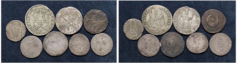 VINCENZO I GONZAGA (1587 - 1612) – Lotto di 7 monete, senza ripetizioni, e 1 tessera mercantile, ...