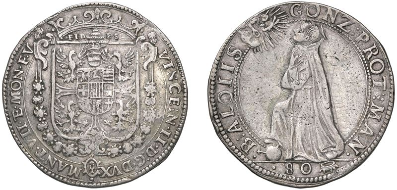 VINCENZO II GONZAGA (1626 - 1627) – Mezzo ducatone da 80 soldi, s.d., Mantova.