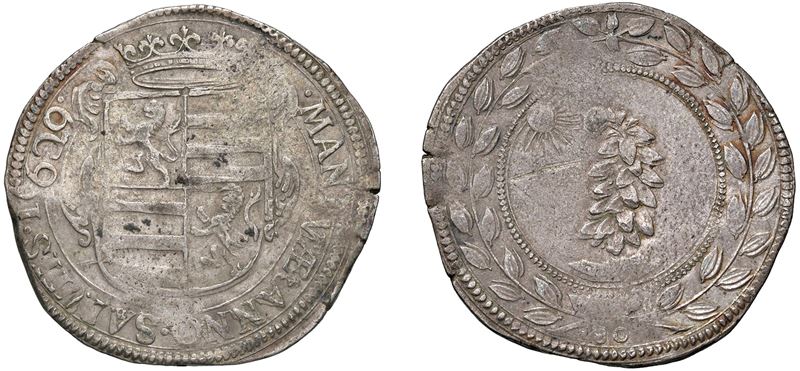 ASSEDIO AUSTRO SPAGNOLO (1629 - 1630) – Mezzo scudo del fiore, 1629, Mantova.