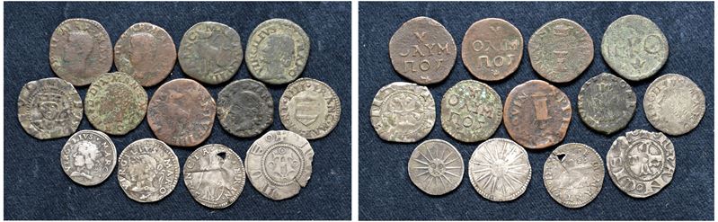 VARIE AUTORITA EMITTENTI (XIV - XVI sec.) – Lotto di 13 monete, Mantova.