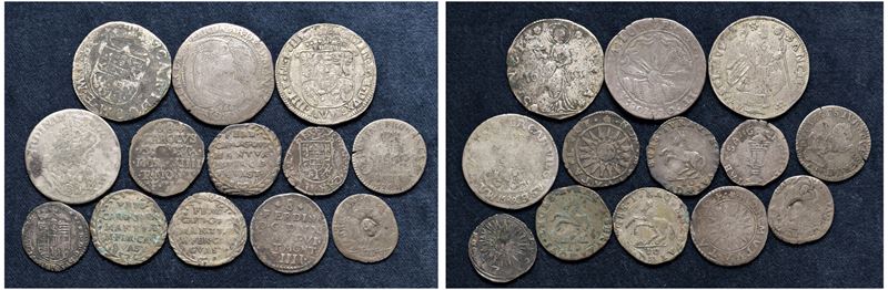 VARIE AUTORITA' EMITTENTI (XVI - XVIII sec.) - Lotto di 13 monete, Mantova.