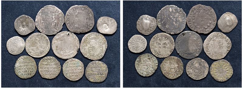 VARIE AUTORITA' EMITTENTI (XVI - XVIII sec.) - Lotto di 12 monete, Mantova.