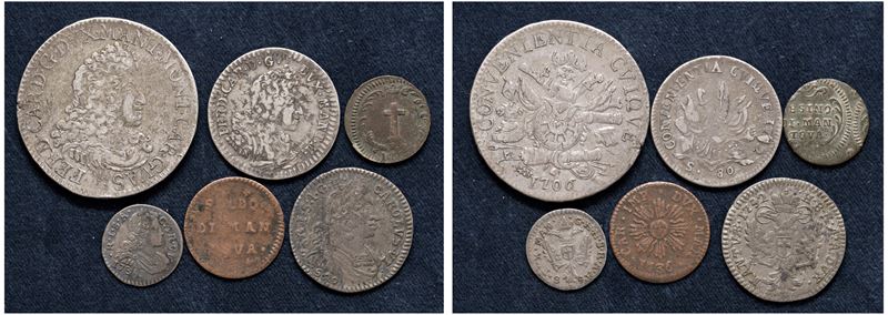 VARIE AUTORITA' EMITTENTI (XVIII sec.) – Lotto di sei monete, Mantova.