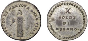 Assedio Austro-Russo di Mantova (1799) &ndash; 10 Soldi, anno VII, Mantova.