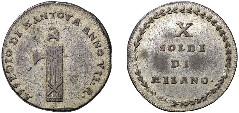 Assedio Austro-Russo di Mantova (1799) – 10 Soldi, anno VII, Mantova.
