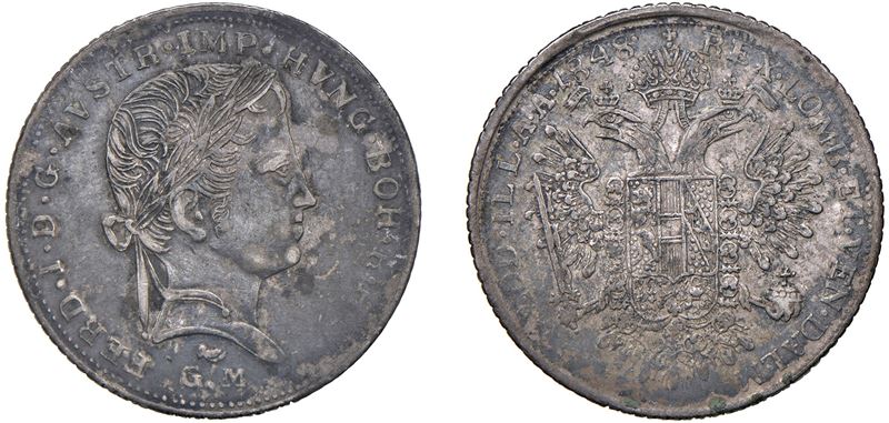 FERDINANDO I D'ASBURGO LORENA, Assedio di Mantova del luglio 1848 – Fiorino o mezzo tallero 1848,...