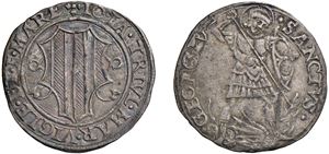 GIAN GIACOMO TRIVULZIO (1487 - 1518) - Grosso da 6 Soldi, s.d., Mesocco.
