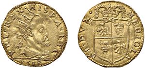 FILIPPO II DI SPAGNA (1556 - 1598) - Doppia 1589, Milano.