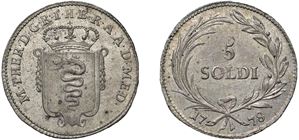 MARIA TERESA D'ASBURGO (1740 - 1780) - 5 Soldi 1778, Milano.