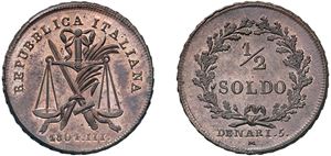 Secondo progetto (1802 - 1805) - Progetto del Mezzo Soldo da Denari 5, anno III, 1804, Milano.