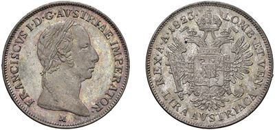 Francesco I d'Austria, Lira 1823 - Milano, argento, 4,35 gr, diametro 22,50 mm