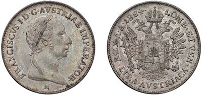 Francesco I d’Asburgo-Lorena, Lira 1824 (Milano) – argento