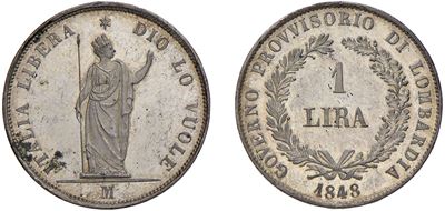 Progetto Lira 1848, Milano, moneta in stagno, 4,18 gr. - Diam. 23,00 mm.