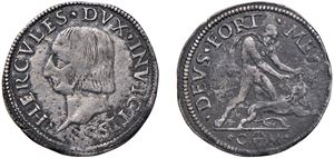 ERCOLE I D'ESTE (1471 - 1505) &ndash; Mezzo testone, s.d., Modena.