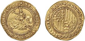 ALFONSO I OF ARAGON (1442 - 1458) - Sesquiducat or one and a half ducats, n.d., Naples.