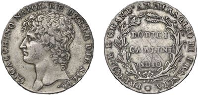 Piastra da dodici carlini 1810 in argento, Napoli