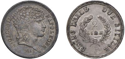 2 lire 1813 in argento, Napoli