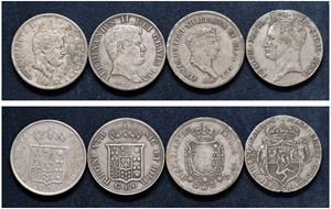 VARIE AUTORITA' EMITTENTI (XIX sec.) &ndash; Lotto di 4 piastre da 120 grana (anni 1808, 1818, 1832, 1852), Napoli.