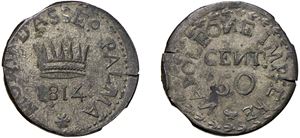 NAPOLEON I, King of Italy &ndash; Austrian Siege of 1814 &ndash; 50 centesimi, 1814, Palmanova.