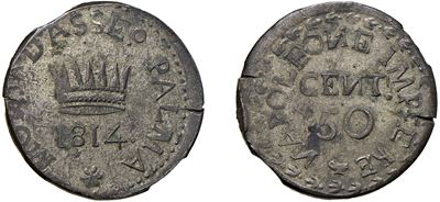 Moneta, NAPOLEONE I, 50 centesimi, 1814, Palmanova