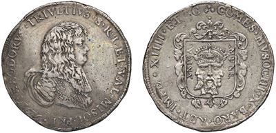 ANTONIO TEODORO TRIVULZIO, Doppio Filippo 1676, in argento