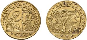 FRANCESCO LOREDAN, Doge CXVI (1752 - 1762) &ndash; Quarter of a ducat worth two zecchini, initials GAC, Venice.