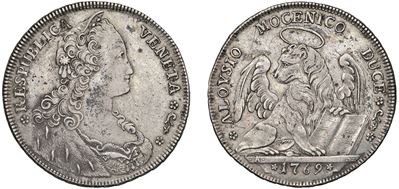 ALVISE IV MOCENIGO, Tallero per il Levante, 1769, argento, diam. 41 mm, 28,42 gr.