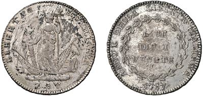 Moneta in argento da dieci lire venete, 1797, Venezia