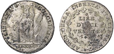 Moneta da 10 Lire venete, 1797, in argento