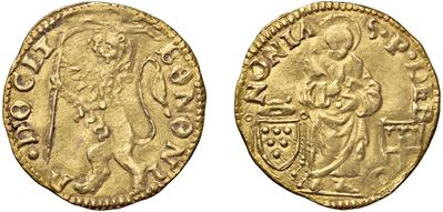 Ducato di Adriano VI (1522 - 1523), in oro, 3,43 gr, Diam. 23,30 mm, Bologna