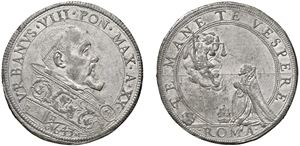 URBANO VIII, Maffeo Barberini (1623 - 1644) &ndash; Impressione in metallo bianco della Piastra, anno XX, Roma.