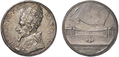 Medaglia commemorativa di Alessandro VII, anno VII, Roma, argento