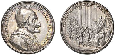 Medaglia di Papa Innocenzo XI (Benedetto Odescalchi) del 1686, Roma, argento, diametro 38,00 mm